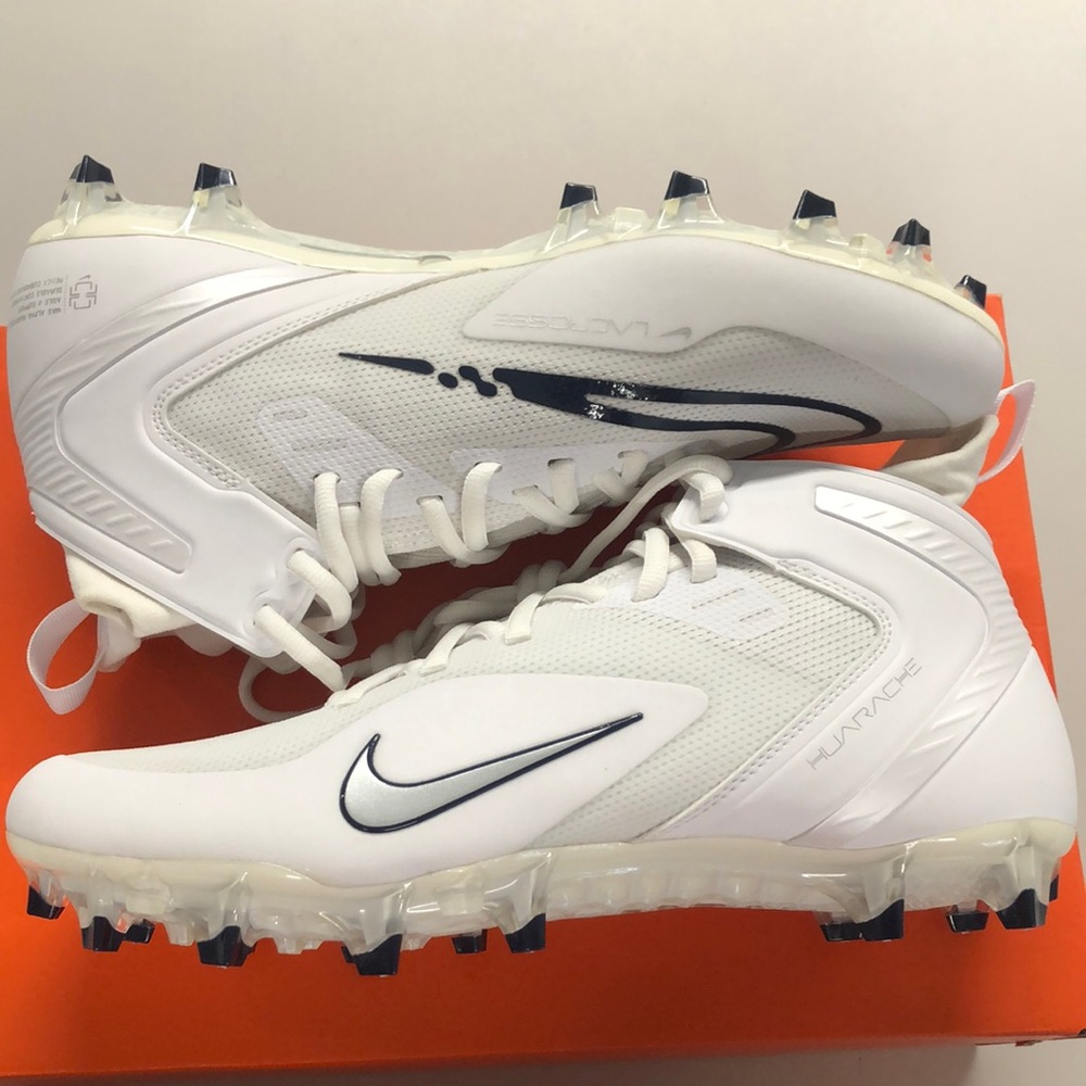 Nike Alpha Huarache 8 Elite Lax Mens Size 9 White/Metallic Silver